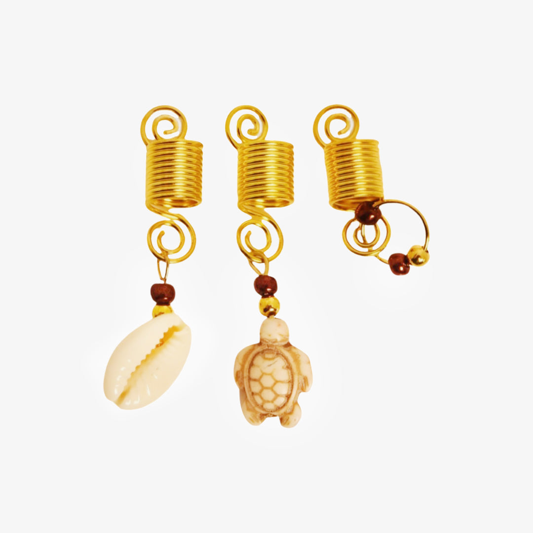CREAM TURTLE LOCS JEWEL ORNAMENTS